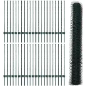 vidaXL Sechseckzaun mit Pfosten 100 x 1 m PVC-beschichteter Stahl Grün