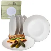 MamboCat 6er Set Essteller flach 27cm White Biata Steingut