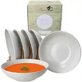 MamboCat 6er Set Suppenteller 20,5cm White Biata Steingut