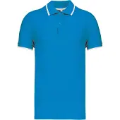 Kariban Herren Polo-Shirt Poloshirt Basic Kontrast Kragen Kurzarm, Größe:S, Farbe:Light Turquoise/White/Navy