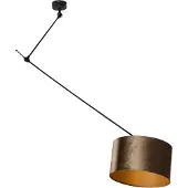 QAZQA Hängelampe Schwarz mit bronzefarbenem Samtschirm 35cm - Blitz