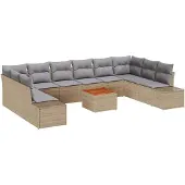 vidaXL Garten-Sofa-Set 11 stk. Beige und Hellgrau