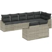 vidaXL Sofa Set 8 stk. Hellgrau [Synthetisch]: Poly Rattan