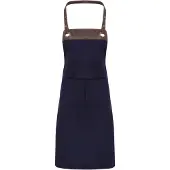 Premier Workwear PR123 | Espresso Bib Apron - 86 cm lang und 72 cm breit - Farbe: Navy (ca. Pantone 533C)/Brown (ca. Pantone 4975C) - Größe: 70 x 81 cm