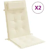 vidaXL Hochlehner-Auflagen 2 Stk. Creme Oxford-Gewebe