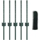vidaXL Sechseckzaun mit Pfosten 10 x 0,4 m PVC-beschichteter Stahl