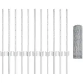 vidaXL Sechseckzaun mit Pfosten 25 x 0,5 m Verzinkter Stahl Silber