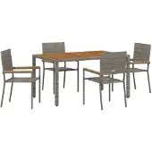 vidaXL Garten Essgruppe 5 stk. Grau Poly-Rattan