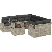 vidaXL Garten-Sofa-Set 9 Stk. Hellgrau Poly Rattan