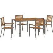 vidaXL Garten Essgruppe 5 Stk. Grau und Braun Poly-Rattan