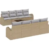 vidaXL Gartensofa-set Beige 55 x 55 x 37 cm Poly-Rattan