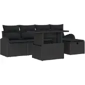 vidaXL Gartensofa-set 6 stk. Schwarz Poly-Rattan