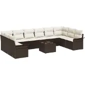 vidaXL Gartensofa-set 11 Stk. Braun Poly-Rattan