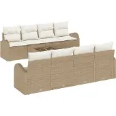 vidaXL Gartensofa-set Beige 55 x 55 x 37 cm Poly-Rattan