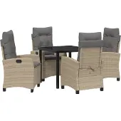 vidaXL Garten Essgruppe 5 Stk. Beige Poly-Rattan