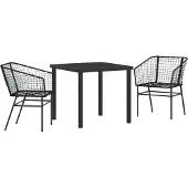 vidaXL Garten Essgruppe 3 Stk. Schwarz Poly-Rattan