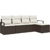 vidaXL Sofa Set 5 Stk. Braun und Creme Poly-Rattan