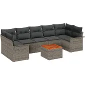 vidaXL Gartensofa-set 8 stk. 7-Sitzanzahl Grau Poly-Rattan