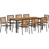 vidaXL Garten Essgruppe 9 Stk. Schwarz und Braun Poly-Rattan