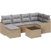 vidaXL Gartensofa-set Beige Poly-Rattan