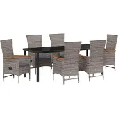 vidaXL Garten Essgruppe 7 stk. Grau Pulverbeschichteter Stahl