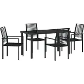 vidaXL Garten Essgruppe 5 Stk. Schwarz Pulverbeschichteter Stahl