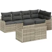 vidaXL Gartensofa-set 7 stk. Hellgrau Poly-Rattan