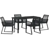 vidaXL Garten Essgruppe 5 Stk. Schwarz Pulverbeschichteter Stahl
