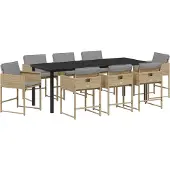 vidaXL Garten Essgruppe 9 Stk. Beige Poly-Rattan