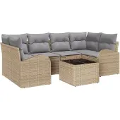 vidaXL Gartensofa-set Beige 55 x 55 x 37 cm Poly-Rattan