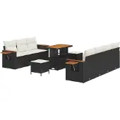 vidaXL Gartensofa-set 13 Stk. 9-Sitzanzahl Schwarz und Creme