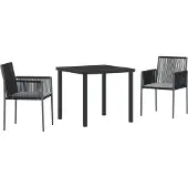 vidaXL Garten Essgruppe 3 Stk. Schwarz PE-Rattan
