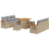 vidaXL Gartensofa-set 11 stk. 8-Sitzanzahl Beige und Hellgrau