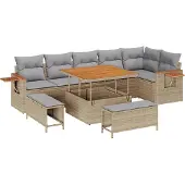 vidaXL Gartensofa-set 11 stk. 9-Sitzanzahl Beige und Hellgrau