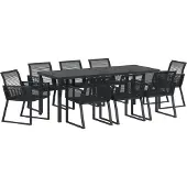 vidaXL Garten Essgruppe 9 Stk. Schwarz Pulverbeschichteter Stahl
