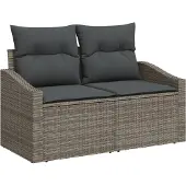 vidaXL Sofa Set 7 Stk. Grau Poly-Rattan
