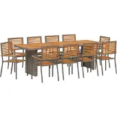 vidaXL Garten Essgruppe 11 Stk. Grau und Braun Poly-Rattan