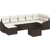 vidaXL Garten-Sofa-Set 8 Stk. Braun und Creme Poly-Rattan