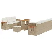 vidaXL Gartensofa-set 13 stk. 9-Sitzanzahl Beige und Creme Poly-Rattan