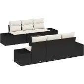 vidaXL Garten-Sofa-Set 8 Stk. Schwarz und Creme Poly-Rattan