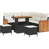 vidaXL Gartensofa-set 9 stk. 6-Sitzanzahl Schwarz und Creme