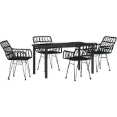 vidaXL Garten Essgruppe 5 Stk. Schwarz Pulverbeschichteter Stahl