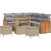 vidaXL Gartensofa-set 9 stk. 6-Sitzanzahl Beige und Hellgrau