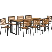 vidaXL Garten Essgruppe 9 stk. Schwarz und Braun Poly-Rattan