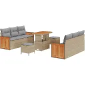 vidaXL Gartensofa-set 11 stk. 8-Sitzanzahl Beige und Hellgrau
