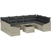 vidaXL Gartensofa-set mit Speicher Hellgrau Poly-Rattan