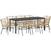 vidaXL Garten Essgruppe 9 Stk. Braun Poly-Rattan