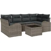 vidaXL Gartensofa-set Grau 55 x 55 x 37 cm Poly-Rattan
