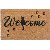 Hanse Home Fußmatte "Mix Mats Kokos Cat Paws Welcome, Türmatte", rechteckig, 15 mm Höhe, Kokos, Schmutzfangmatte, Outdoor, Rutschfest, Innen, Kokosmatte, Flur