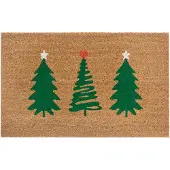 Hanse Home Fußmatte "Mix Mats Kokos Decorated Pine Trees, Türmatte", rechteckig, 15 mm Höhe, Weihnachten, Schmutzfangmatte, Outdoor, Rutschfest, Innen, Kokosmatte